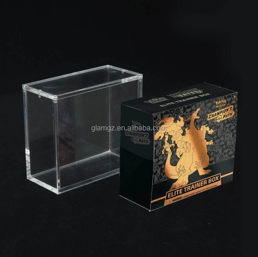 Transparent Acrylic Pokemon Etb Box Protector Elite Trainer Case Protector Display with Strong Magnet Top Lid
