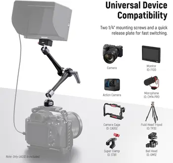 NEEWER 11" Magic Arm Camera Mount with Quick Release Plate & Dual 360 Degree Ball Heads  Aluminum Articulating Arm for DSLR detail image