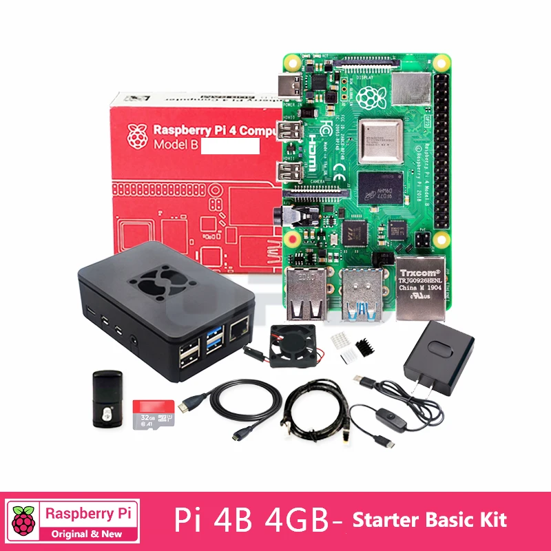 Raspberry Pi 4 Model B 1GB/2GB/4GB/8GB RAM Official Basic Kit Starter ...