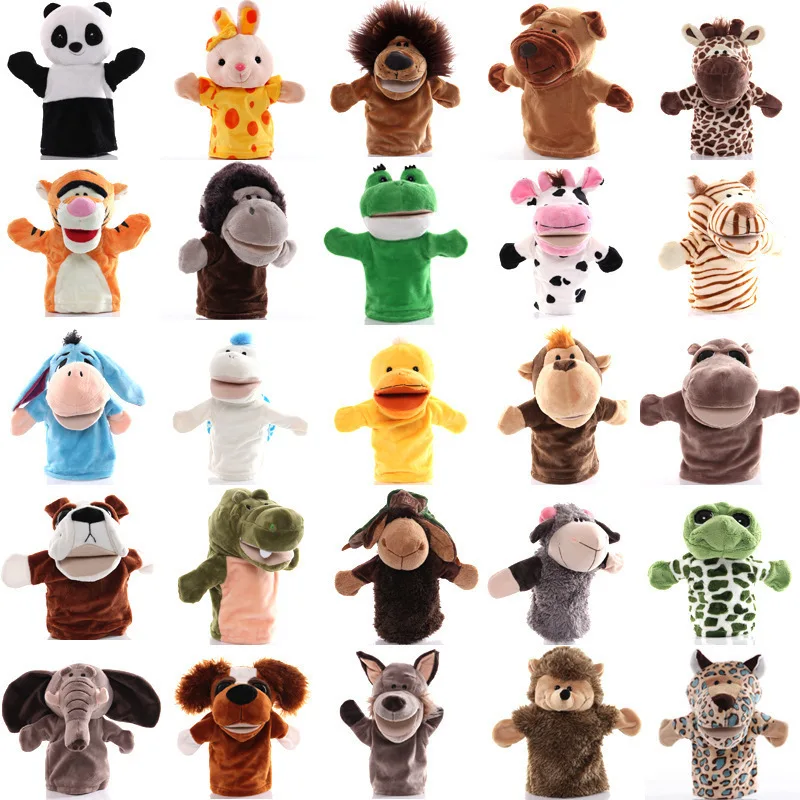 In Stock Soft Animal Hand Puppet with Moving Mouth - Cartoon Plush Doll for Parent-Kid Play, Interactive Talking Stuffed Toy