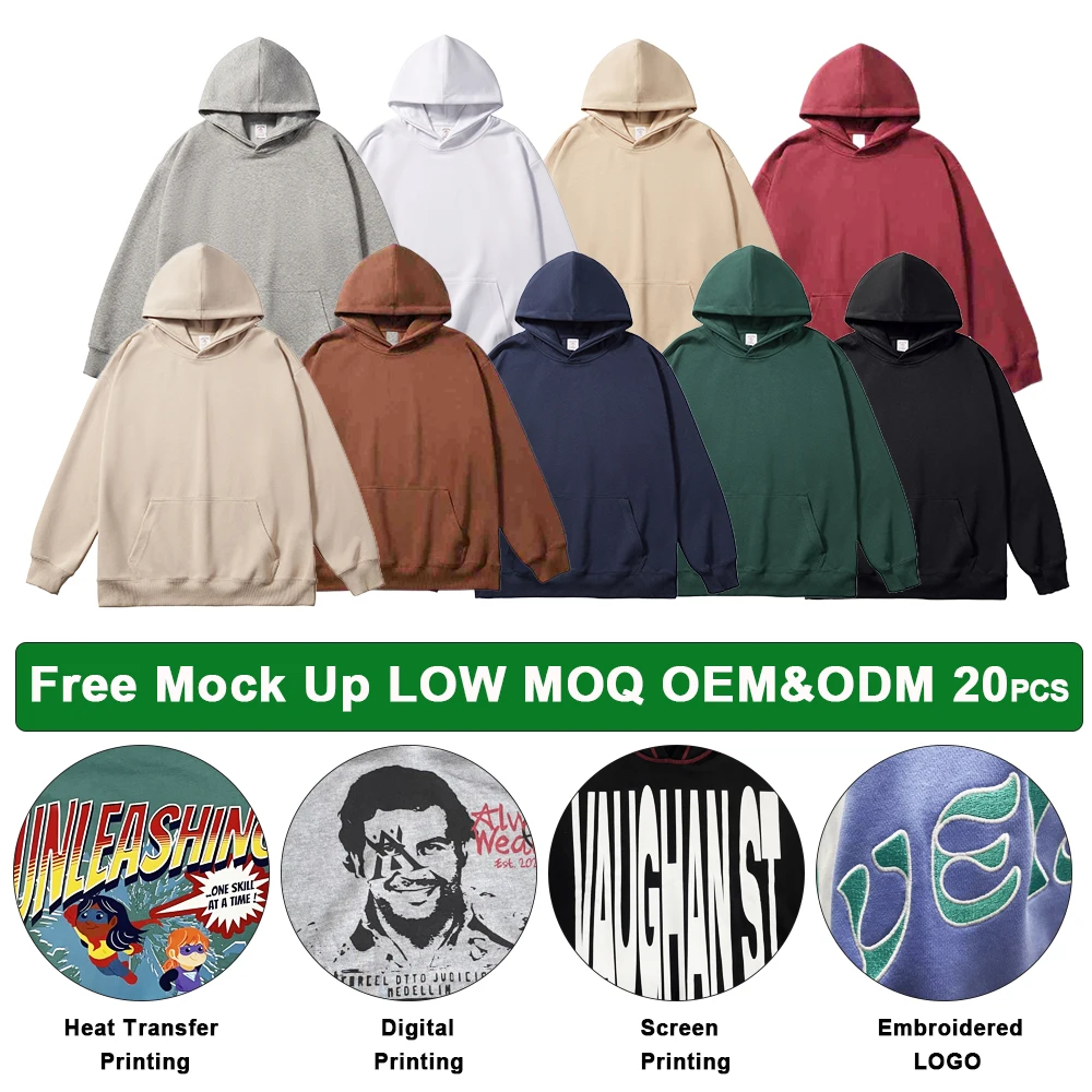 Custom Oem 3d Printing Embossed Hoodie Custom Premium Heavyweight Men's