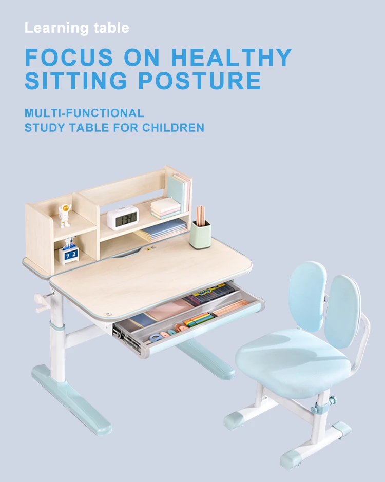 Height Adjustable Multifunction Ergonomic Wood Kids Furniture Sets