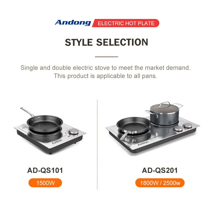 1800W Double Hot Plate Electric Countertop Burner Stainless Steel