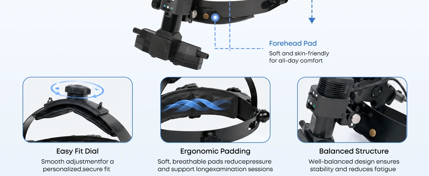 BIO200 Binocular Indirect Ophthalmoscope Headband Mount Black Adjustable Optics Instrument Rightway Optical