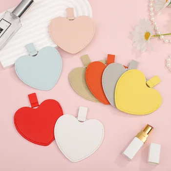 Portable Cute Handheld Compact Heart Makeup Mirror Stainless Steel Pocket Travel Mirror