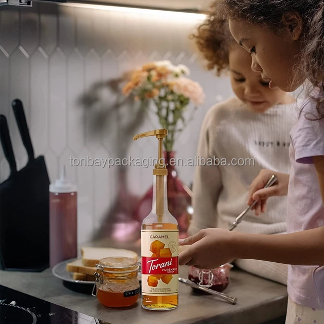 28mm Gold Coffee Syrup Dispenser Pump For Syrup Bottles Coffee