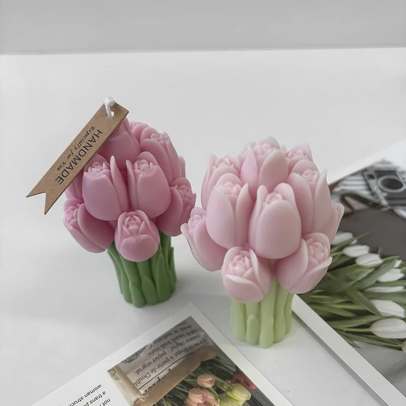 Tulip Bouquet Silicone Mold Flower Aromatherapy Candle DIY Resin Plaster Ornament Mold Cake Tools manufacture