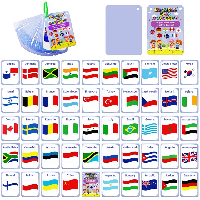 50 national flag awareness cards early childhood education learning cards children's interactive education cards