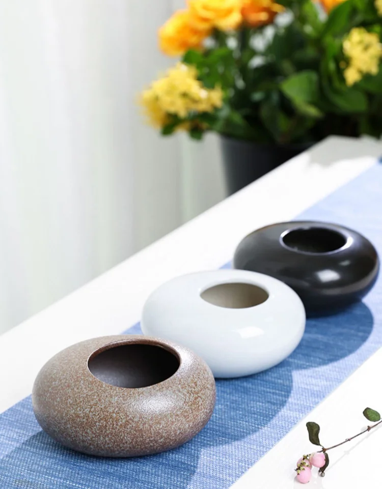 Kit D'Arrangement De Fleurs, Pot De Fleurs En Céramique Noir Avec 4 Cm