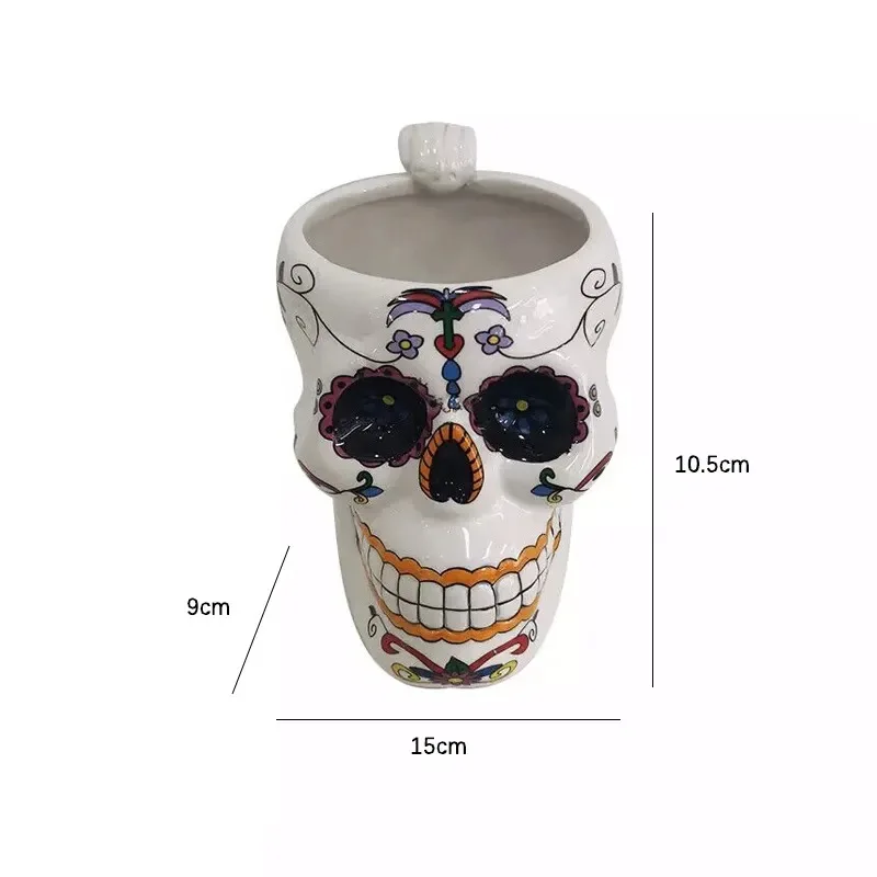 Hot selling customizable colorful Day of the Dead skeleton drinking cup home decoration, art mug