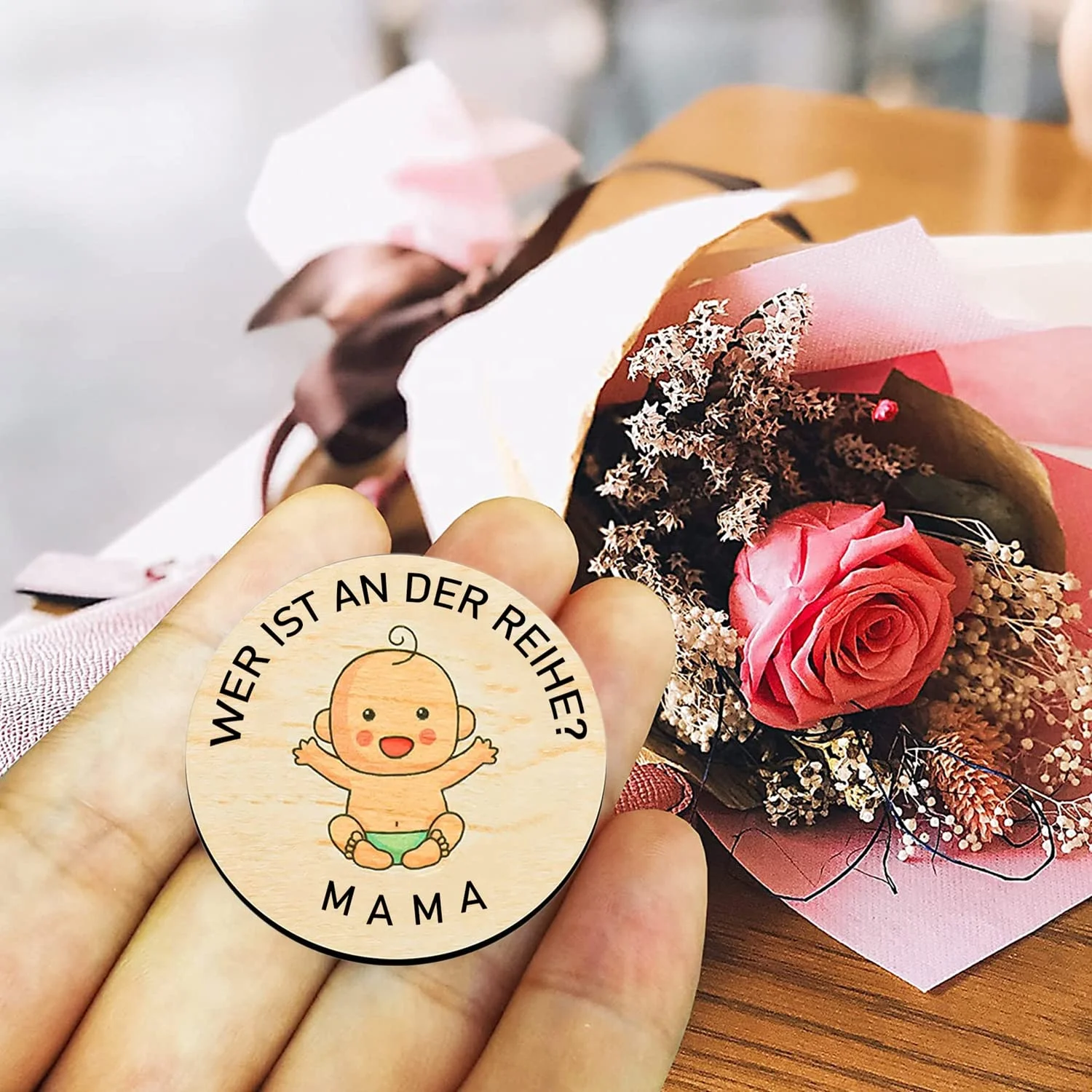 Pregnancy Gift Expectant Mothers Wooden Decision Coin New Parent