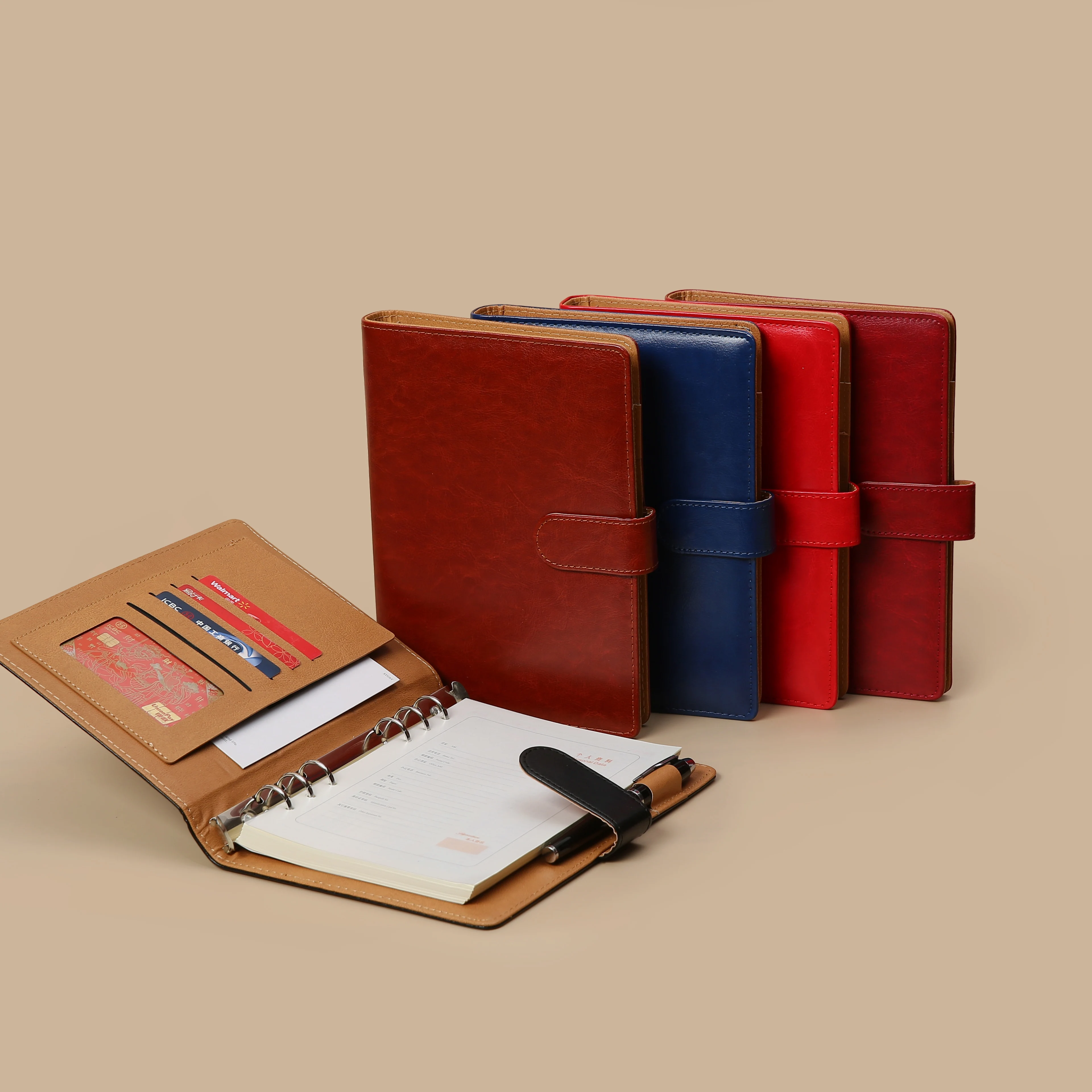 product pu leather notebook binder style refillable for business office conference personal journaling elegant professional stationery-6