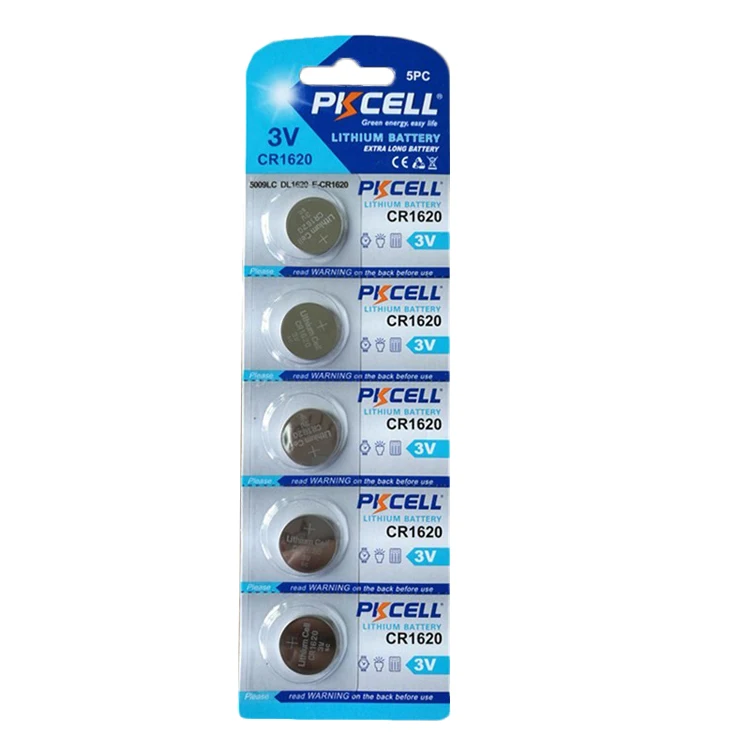 Pkcell CR1620 ECR1620 1620 3V Lithium Button Coin Cell Battery. 5 pcs. FAST  SHIP