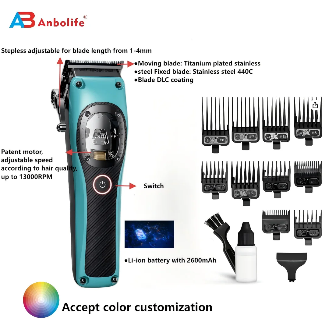 Professional Hair Clipper and Trimmer with 2600mAh Battery 120+ Minutes Runtime and 1 Year Warranty