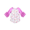 Pink Easter Bunny Egg Raglan Ruffle Sleeve Top