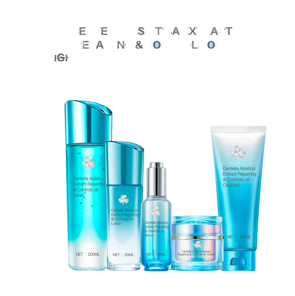 Centella Asiatica Extract Skin Care Set with Hyaluronic Acid & Vitamin E AntiAging Oil