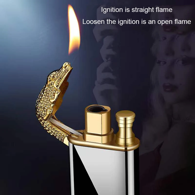 Cool Dragon Croc Tongue Armour Gas Torch Double Flame Refillable Lighters Cigarette Jet Flame