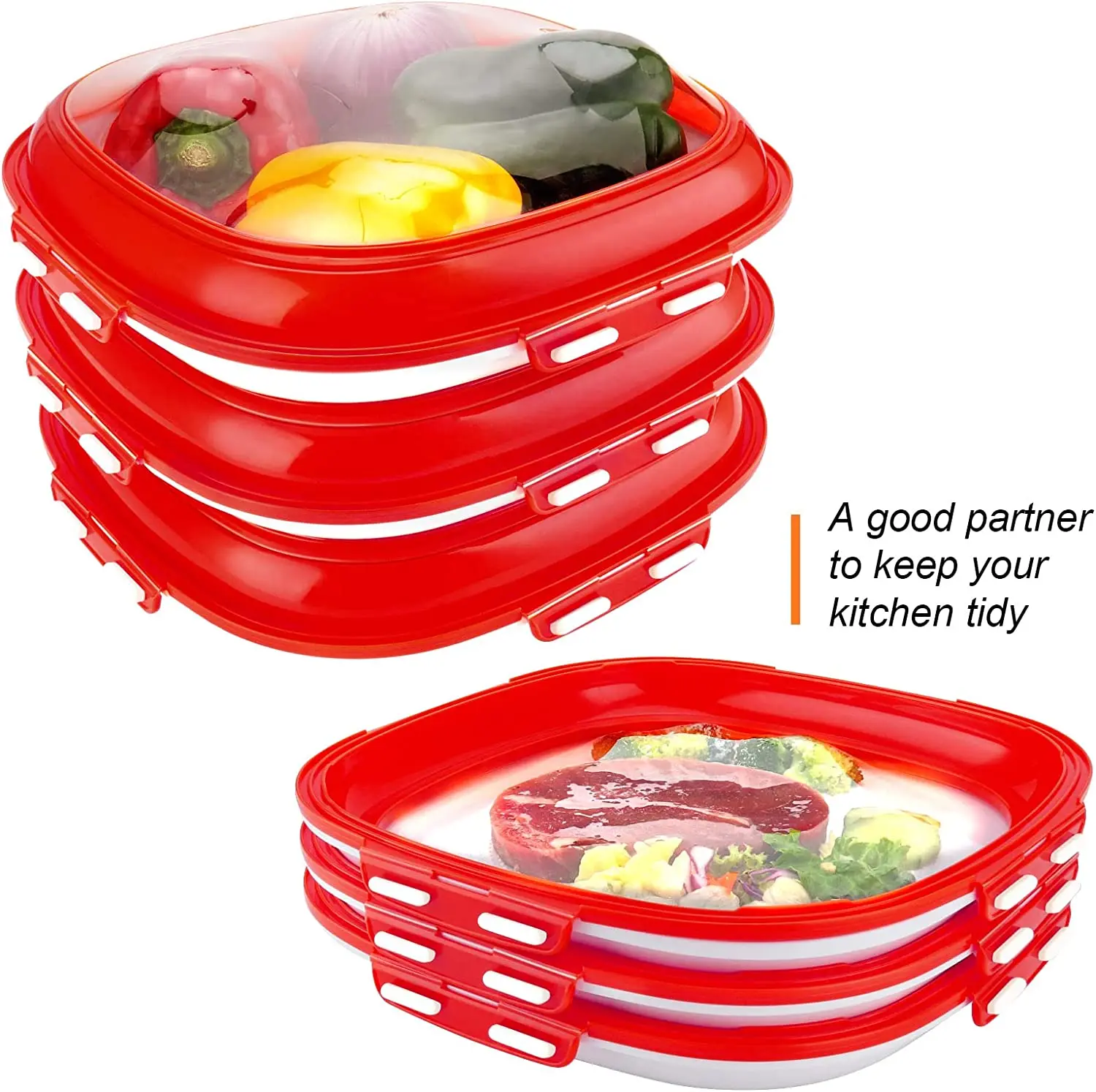 Transparent Vegetable Food Preservation Tray With Cover,Kitchen Food