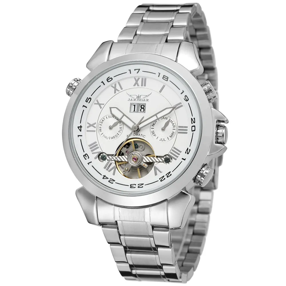 Luxury Jaragar Brand Men Stainless Steel Automatic Watch Custom Logo Tourbillion Mechanical Watches for Man