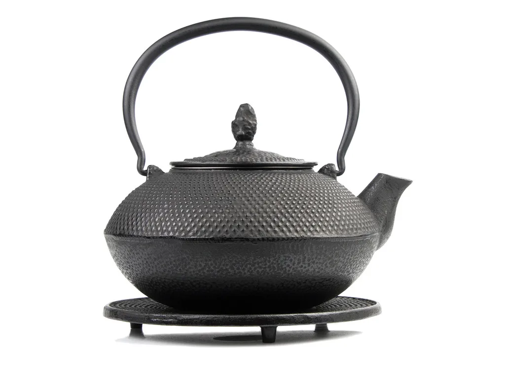 Classic Kung Fu Japanese Cast Iron Hobnail Teapot Enameled Tea Kettle Hemp Rope Handle Stocked Home Tea Brewing 650ml