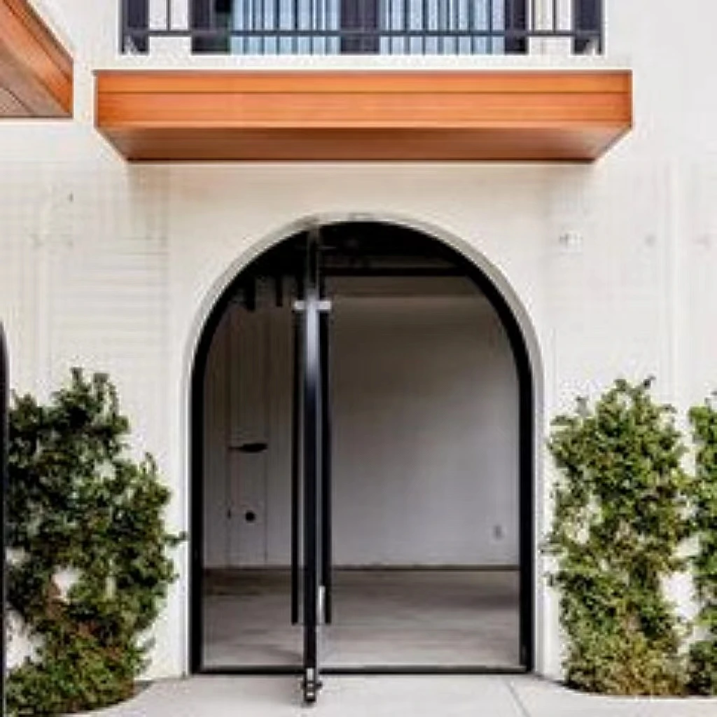 product modern high rise wrought iron swing door 1 hour fire rated glass compact steel pivot entries for condo lobbies windproof-3