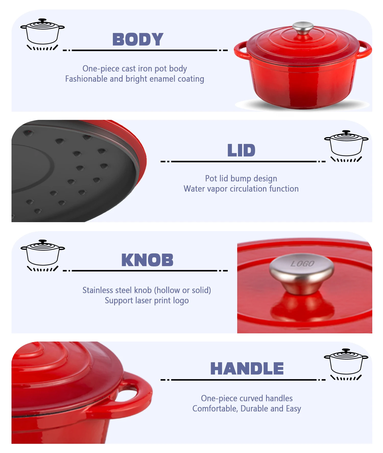 Bright Houseware 11pcs Wholesale Cookware With Cheap Price Low Moq Home Kitchen Custom Pot Red