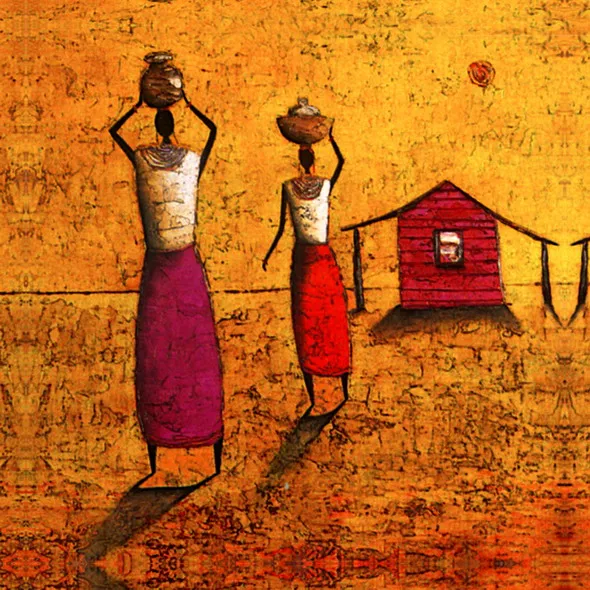 African Abstract Dancing People Canvas Printing Wall Art Home Decor Custom Oil Painting Handmade Wall Art