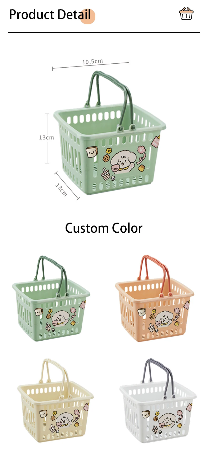 Custom Bathroom Shower Shampoo Storage Basket Household Plastic Kitchen
