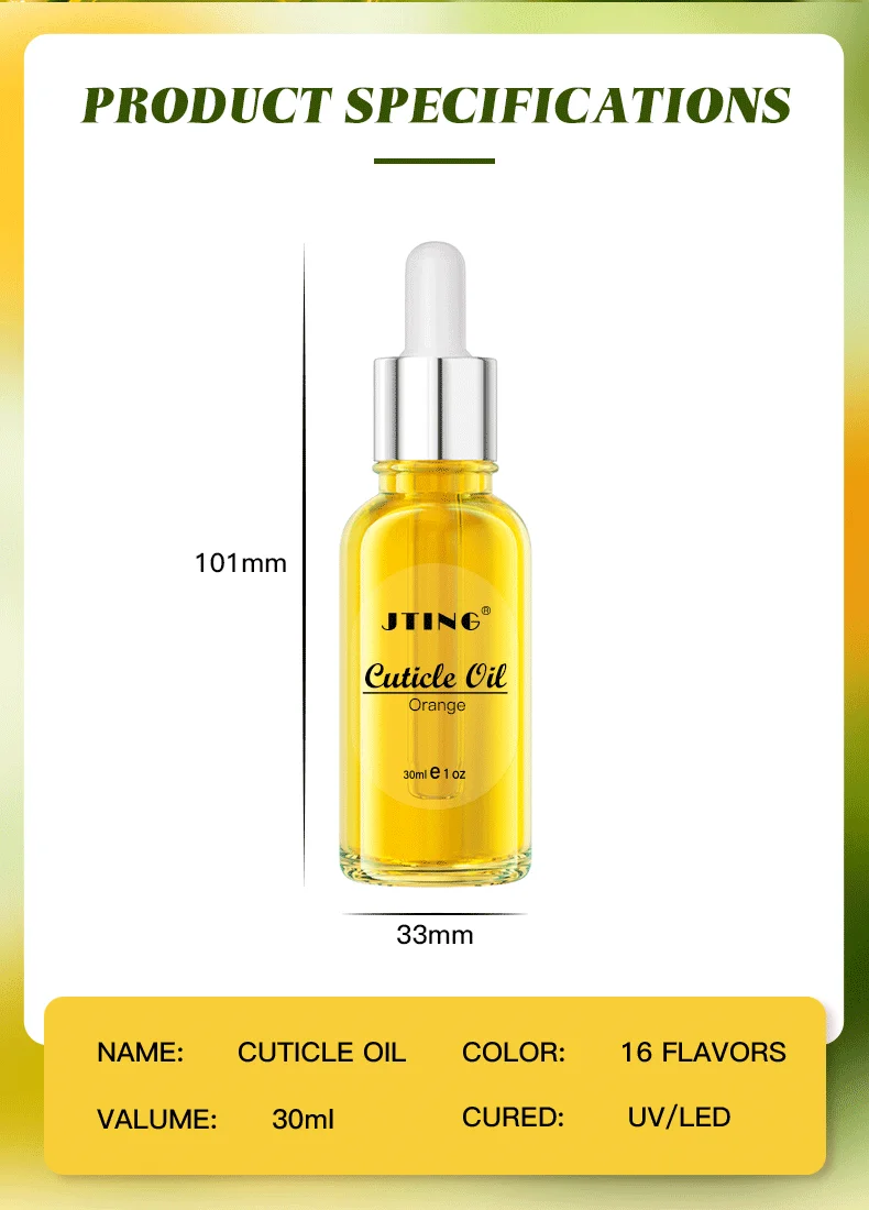 Jting Popular Sale 16 Flavors 30ml Nail Cuticle Oil Bottle With Dropper Oem Bulk Moisturizing