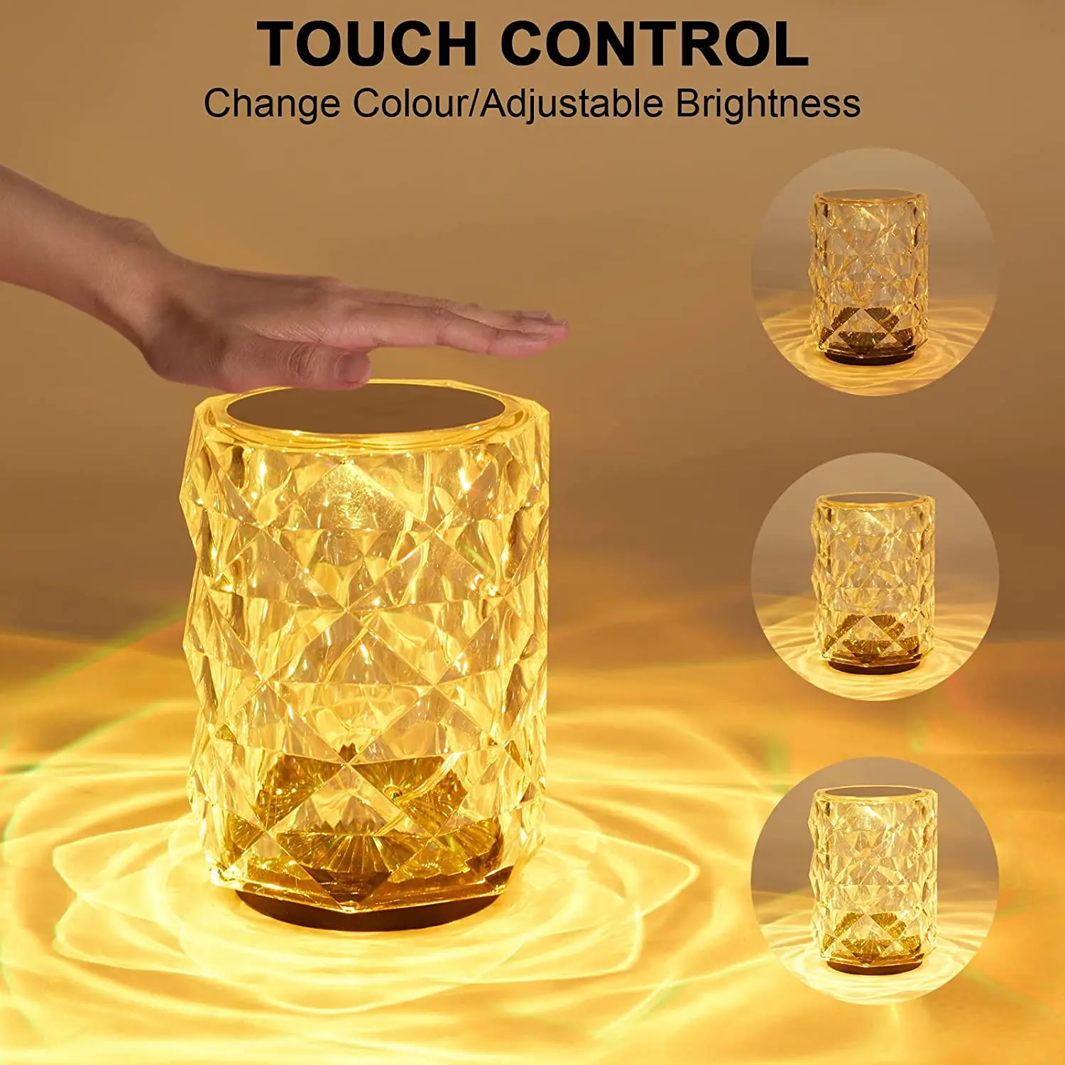 クリスタルランプRGBカラーチェンジングナイトライト16色 & 4モード