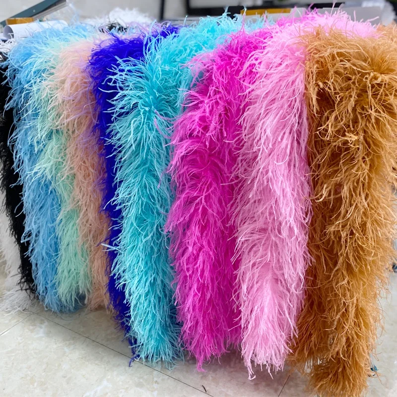 2M Natural Ostrich Feathers Boa Trim Customized 20 30PLY Feather