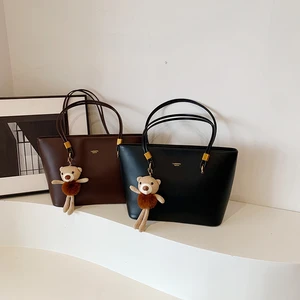 Bear Pendant Decoration Women's Shoulder Bag Large Capacity Crossbody Bags Brown Messenger Bag High Quality Handbag for Women