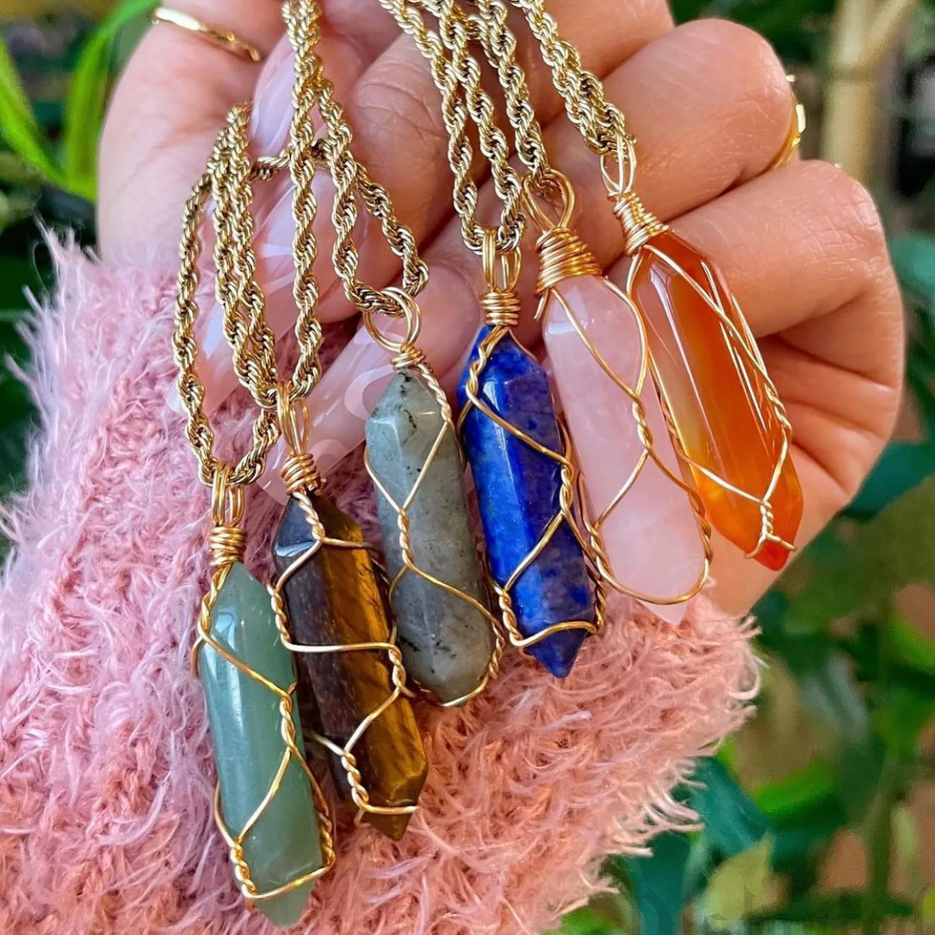 Crystal Necklace Homemade Pendant Crystal Hexagonal Column Pendant