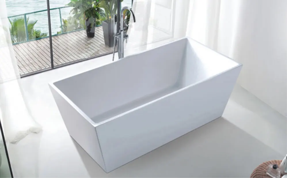 140 cm square Concrete Soaker Tub Small Deep Bathtub