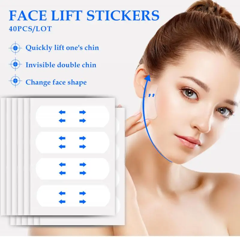 40pcs Face Lift Tape Invisible Thin Sticker V Shape Anti Wrinkle Face