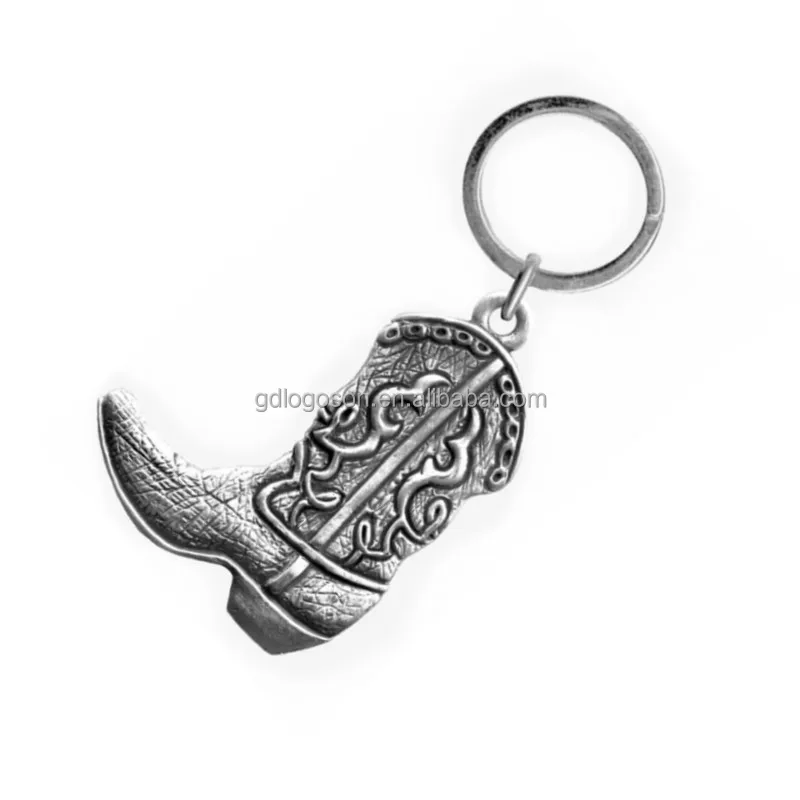 Solid Pewter Cowboy Boots Key Fob Or Key Ring 