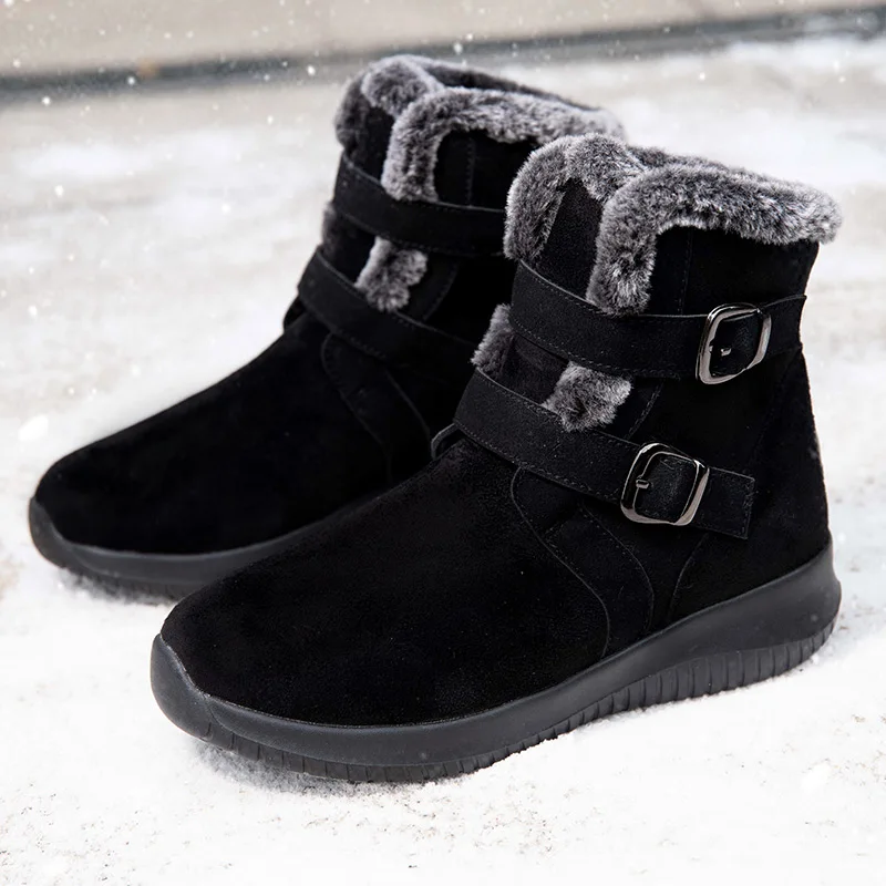 Модная зимняя обувь из хлопка и пушистые зимние сапоги для женщин Нескользящая теплая зимняя обувь для женщин