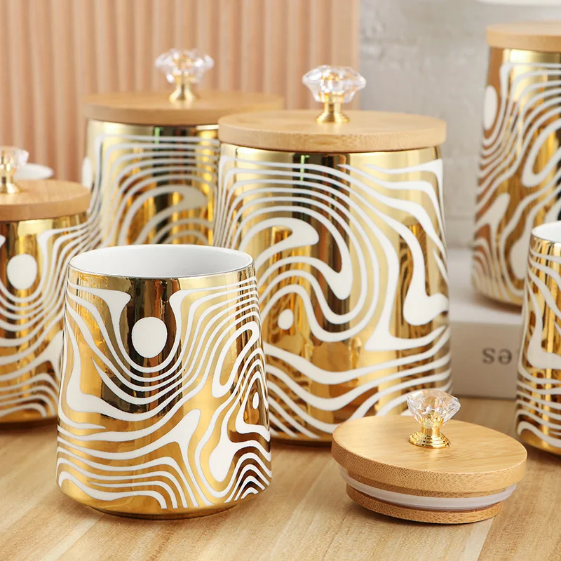 Set of Color Glazed Ceramic Kitchen Canister Sets