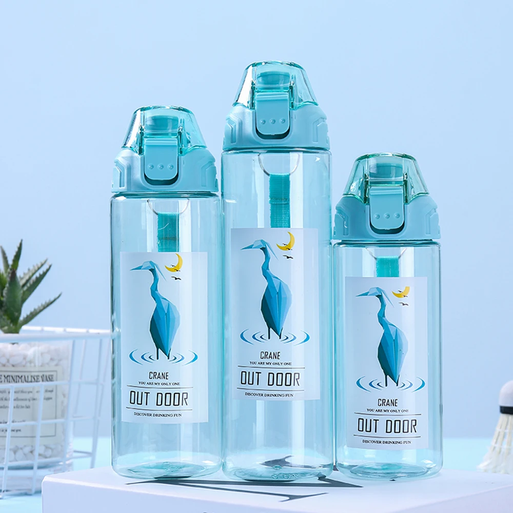 Whale Pattern Design on Bottle Small Diameter Drinking Mouth Seal Leak Proof Boa Free Plastic Water Bottle