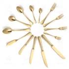 Luxury Vintage Flatware Restaurant Stainless Steel 18/10 304 Golden Plated Knife Spoons Fork Metal Gold Cutlery Set For Wedding