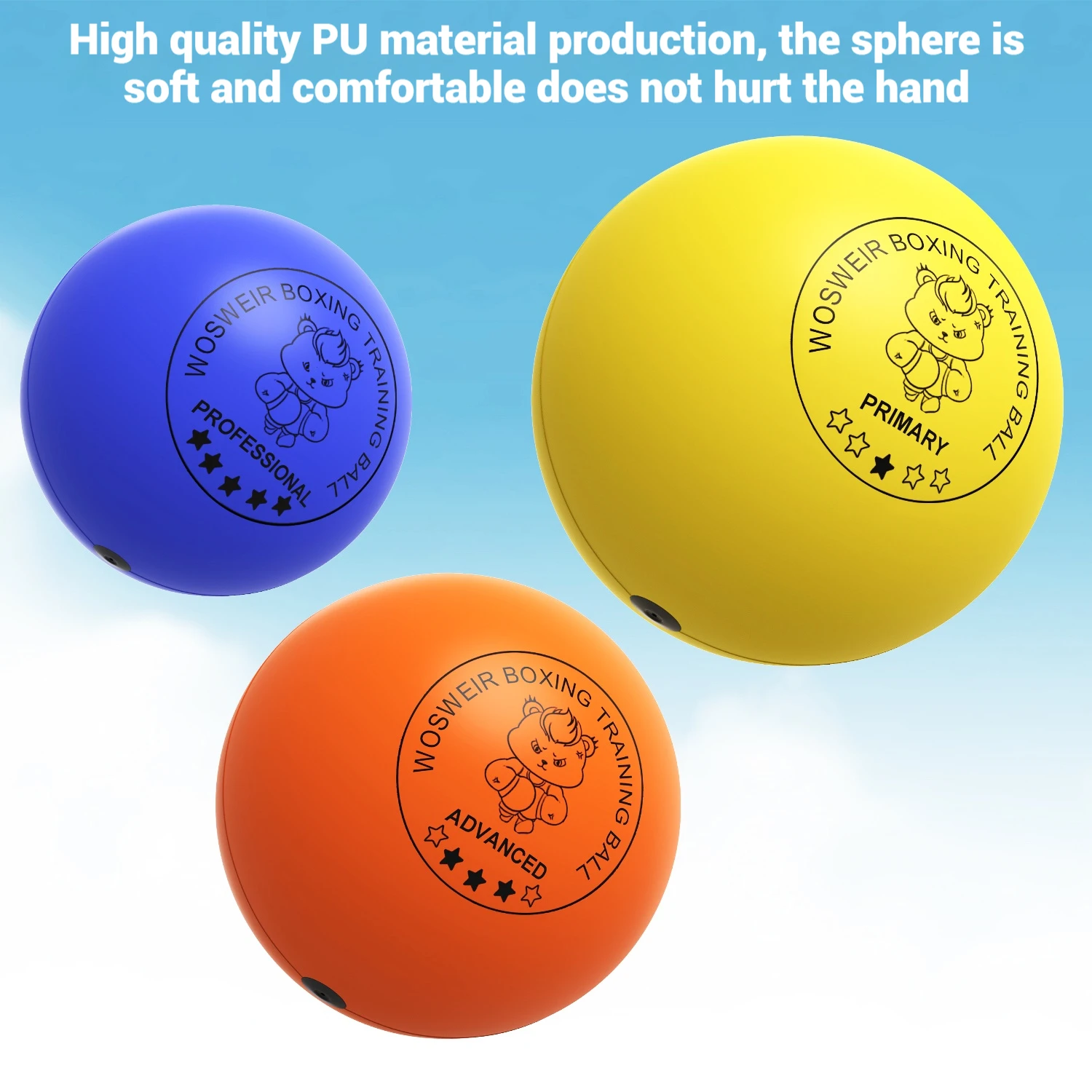 WOSWEIR-儿童之家训练速度球头戴式魔术反应冲孔光滑PU泡沫减压工具速度球