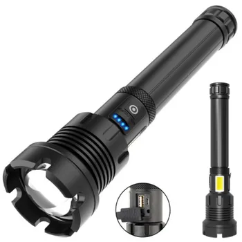 Super Bright 4000 Lumen XHP90.2 Flashlight, USB Rechargeable COB LED Zoom Handheld P90.2 Torch Light Flashlights With Power Bank