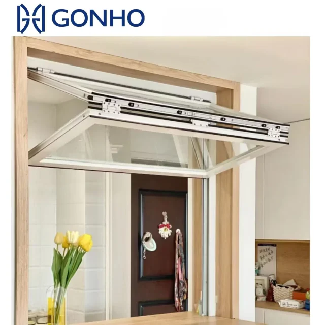 Gonho Factory Manufacturing Top Zipper Automatic Fold up Window Aluminum Folding windows and Doors for Balcony