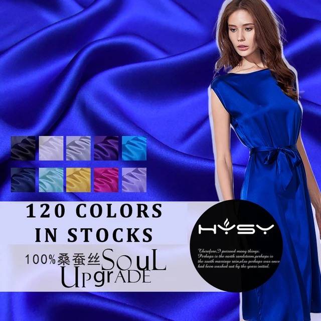 blue royal bridal price per meter raw tissus en soie Dye Satin 100 Pure chinese Silk Charmeuse Fabric philippines for gown woman
