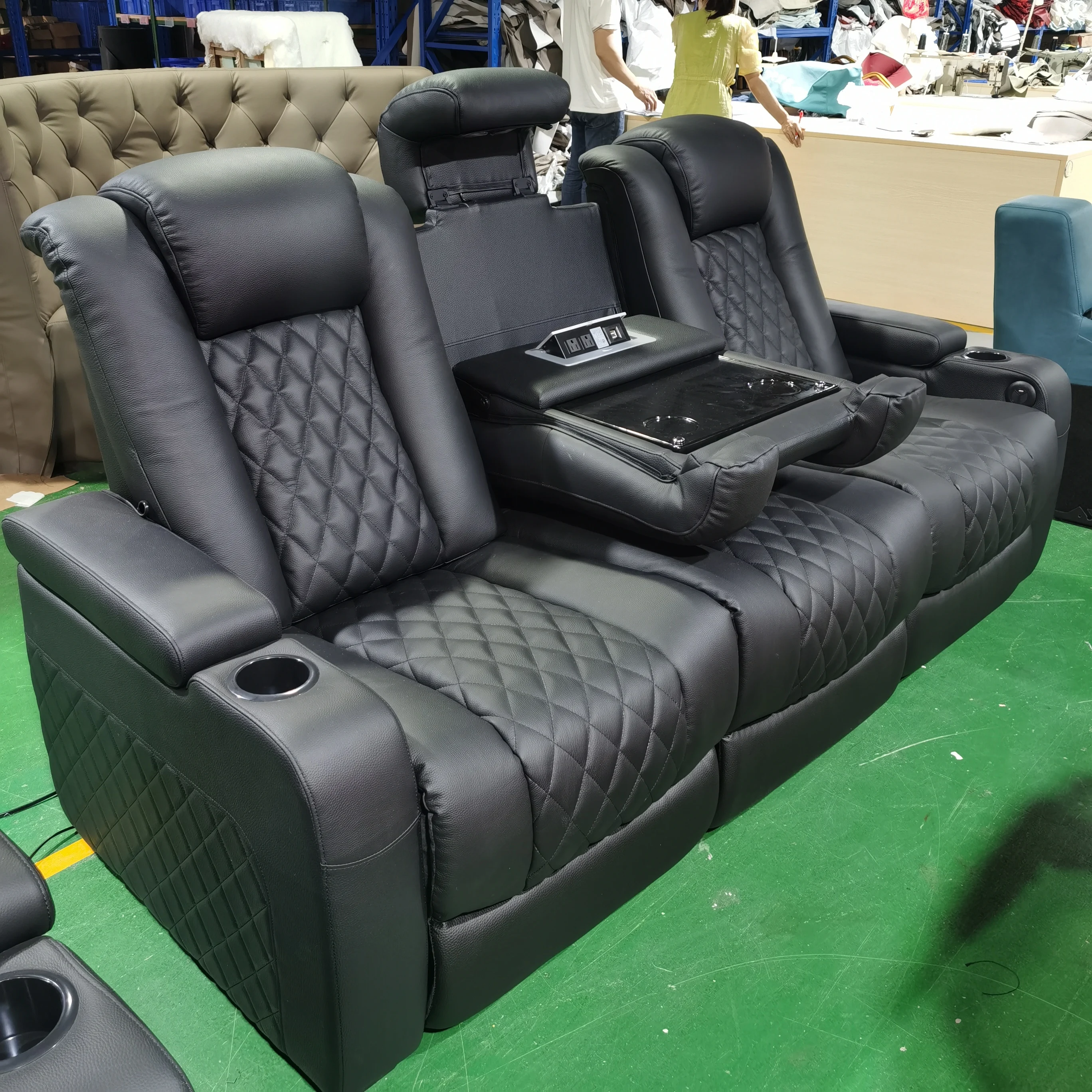 Modern Leather Home Theatre Sofa Electric Unit Combination Living Room