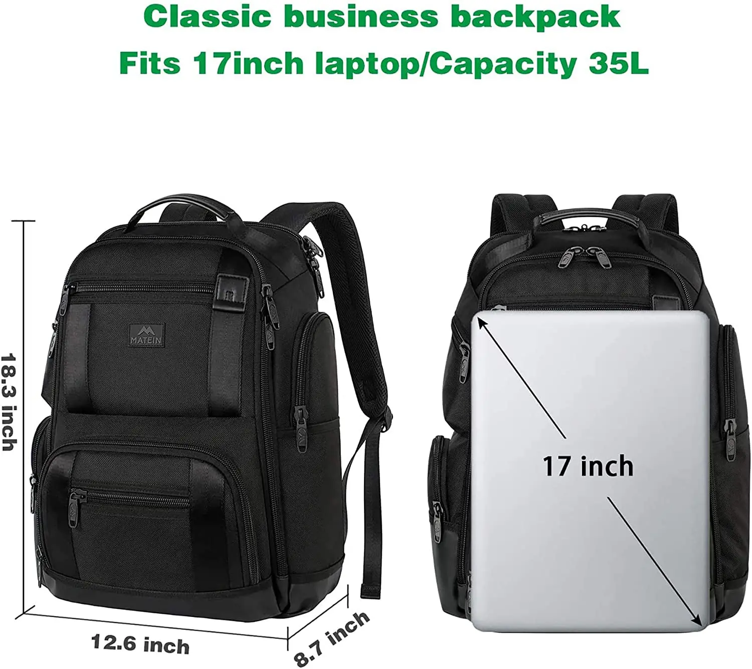 Matein Originals Waterproof Unisex 17 Inch Laptop Backpack
