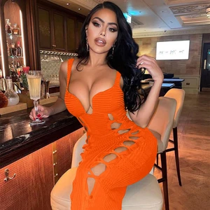 New Arrivals Sexy Bodycon Dress for Women 2025 Summer Sleeveless Black Club Party Midi Dress Vestidos