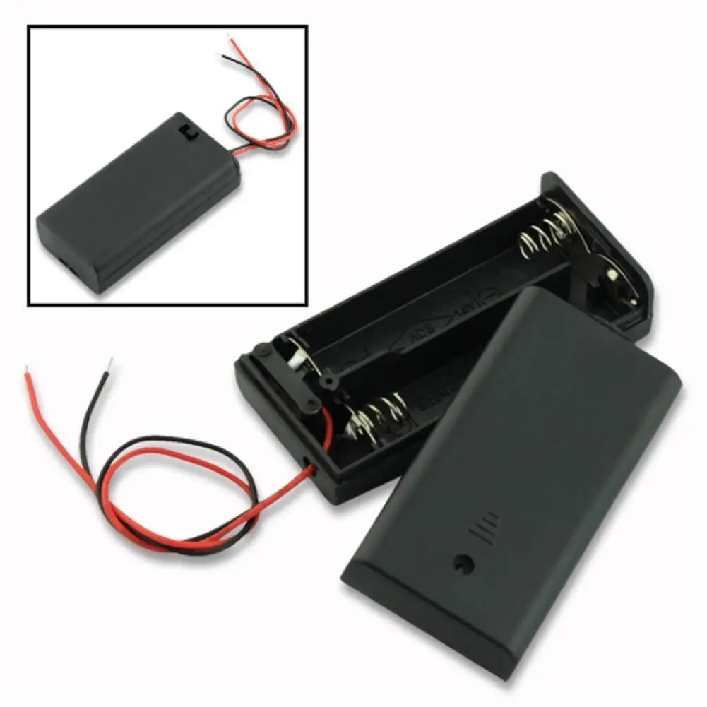Black AA Battery Holder Box Case with ON/OFF Button Switch