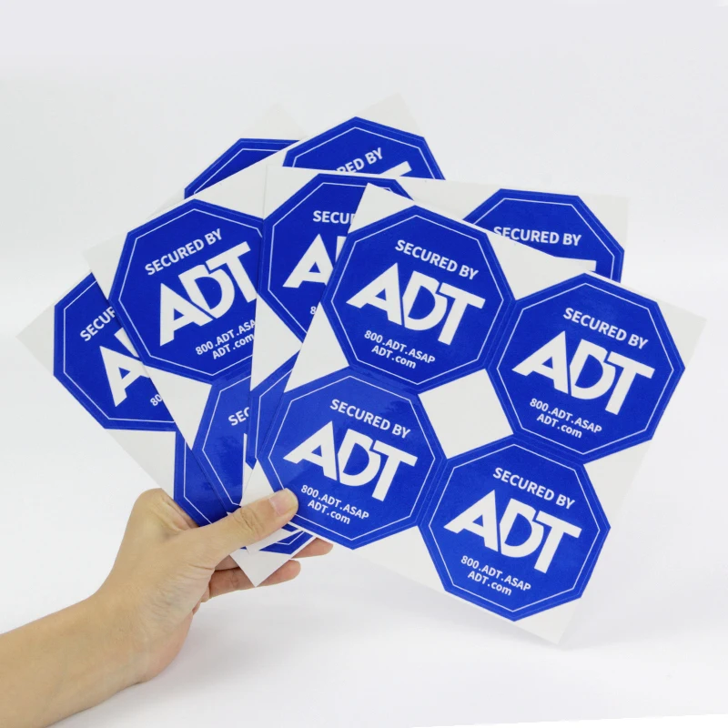 ADT Security Sign Outdoor Durable UV Proof Printing Custom Reusable Removable  Window Decal Double Sided Sticker