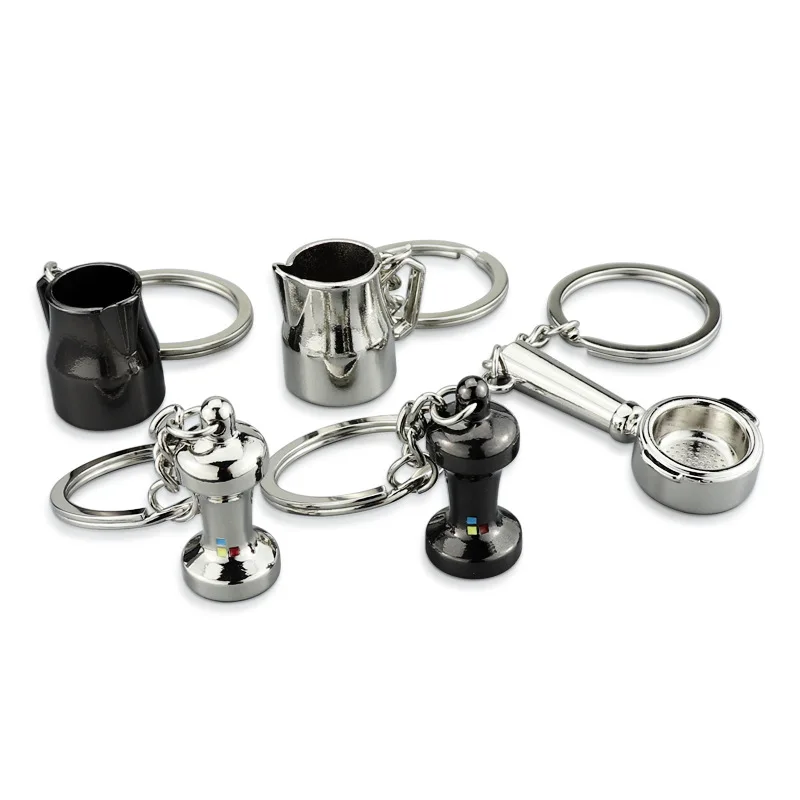 Metal Coffee Accessories Keychain Zinc Alloy Keyring Gift Portafilter 